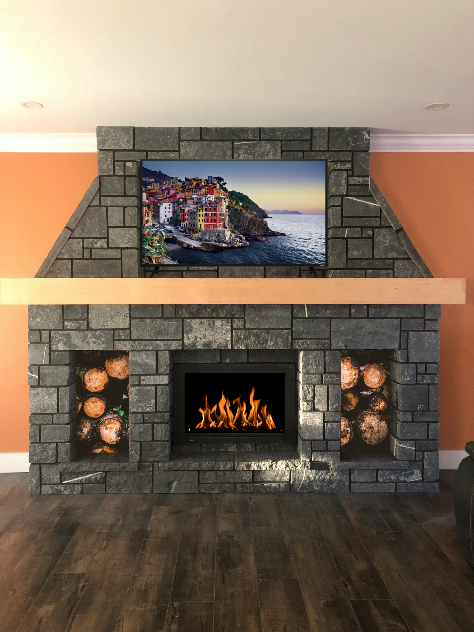 Pangaea 3 Course Ashlar Klondike Fireplace - Instone